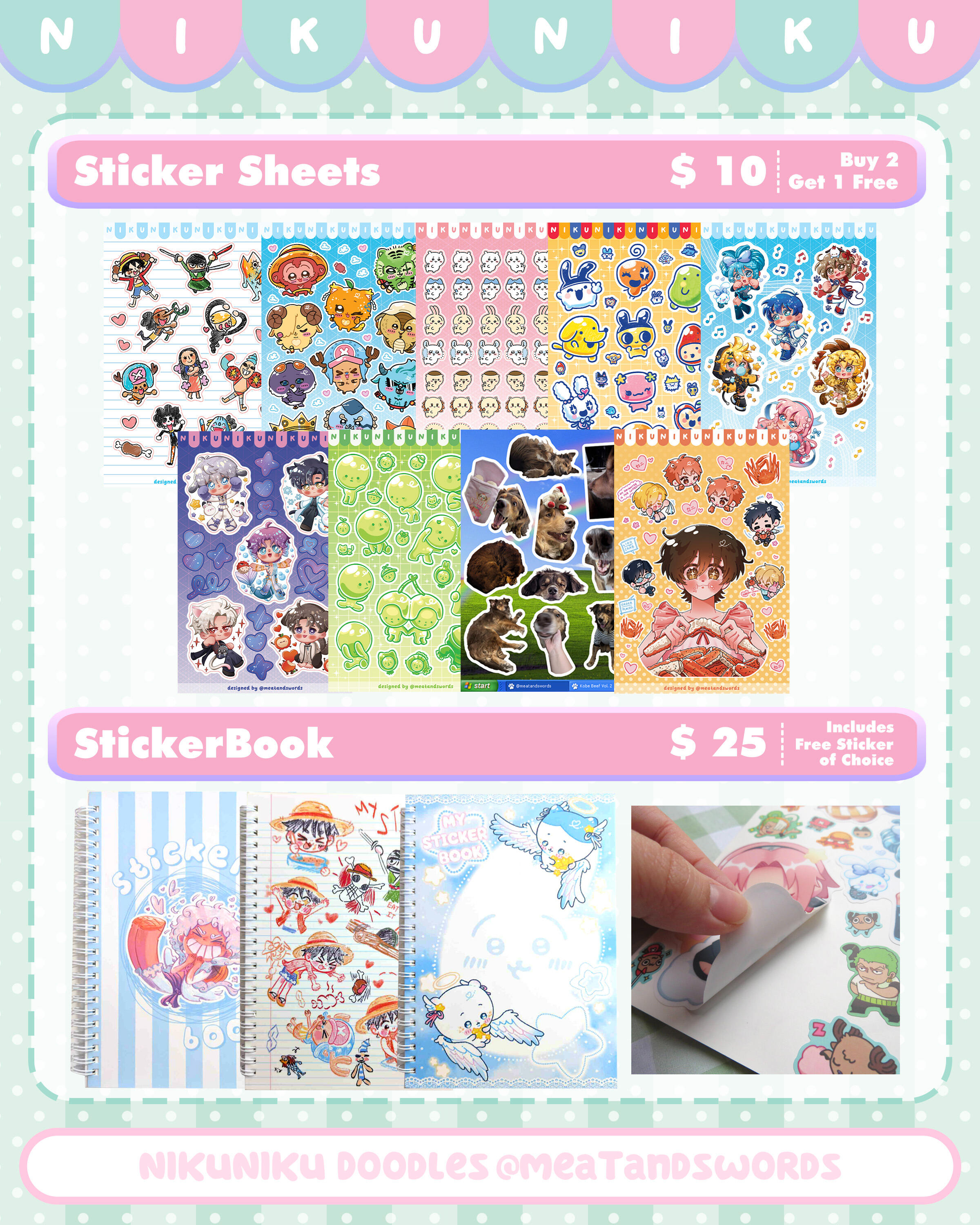 sticker sheets and books